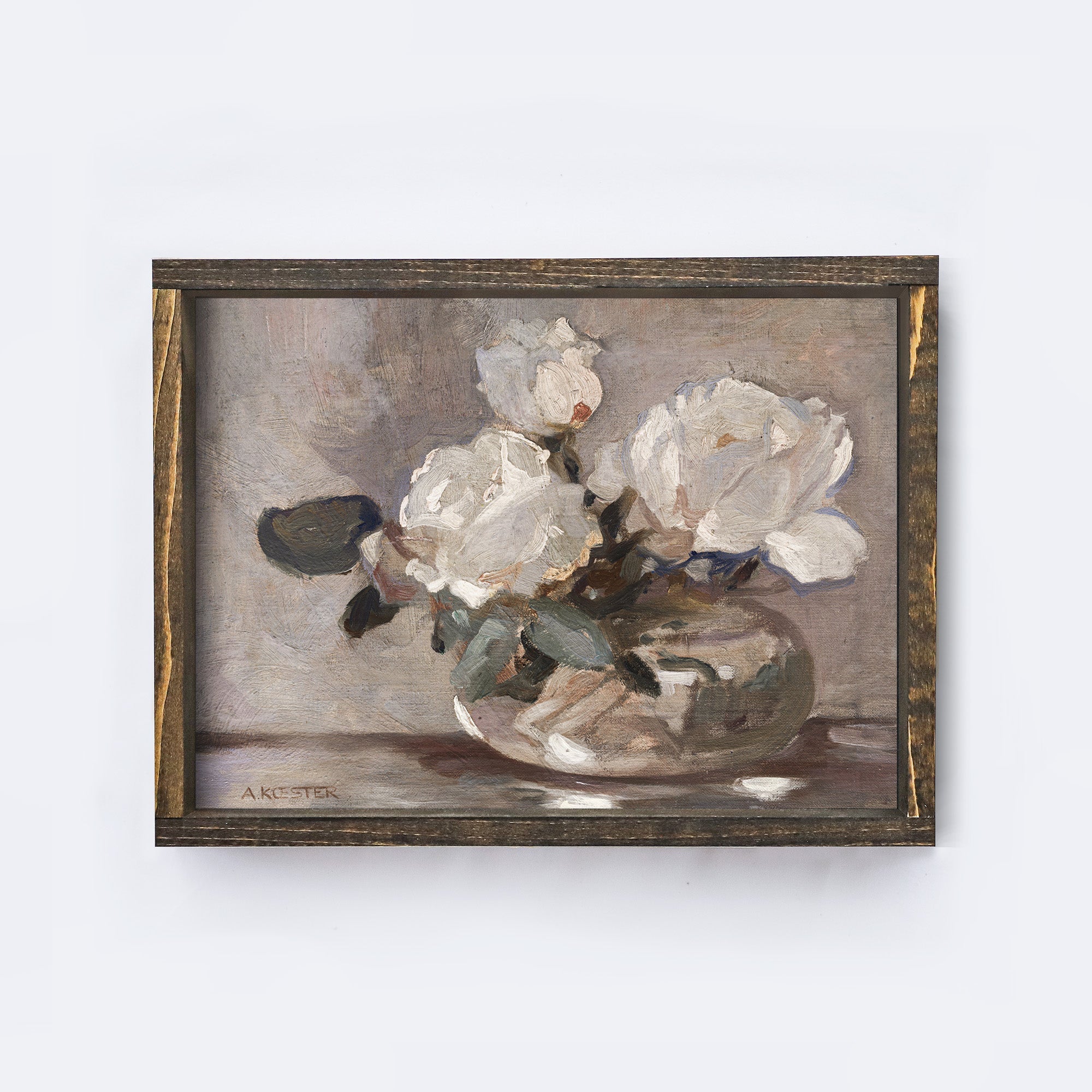 Vintage Art Print | Neutral Vase Painting A99-2