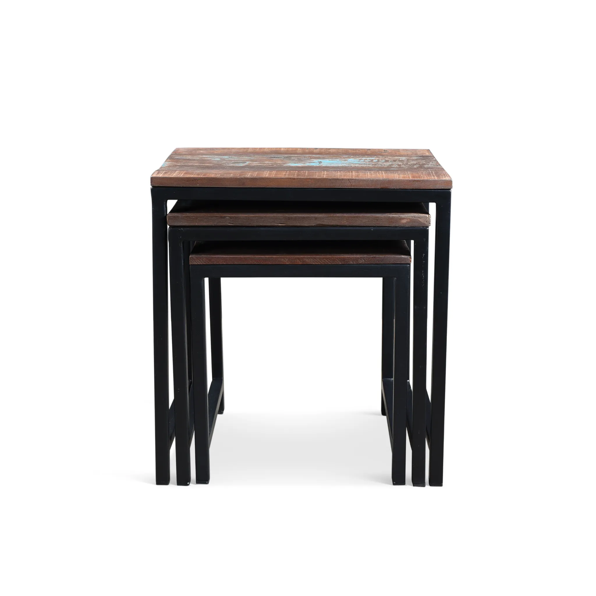 Reclaimed Wood Metal Nesting Table