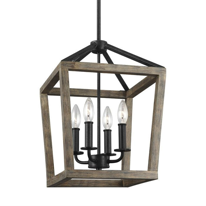 4 Light Lantern Adjustable Dimmable Square/Rectangle Chandelier-0