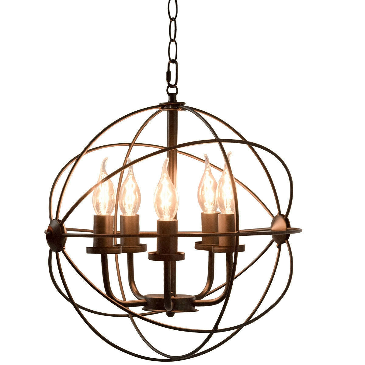 5 Light Modern Black Iron Sphere Modern Chandelier-1