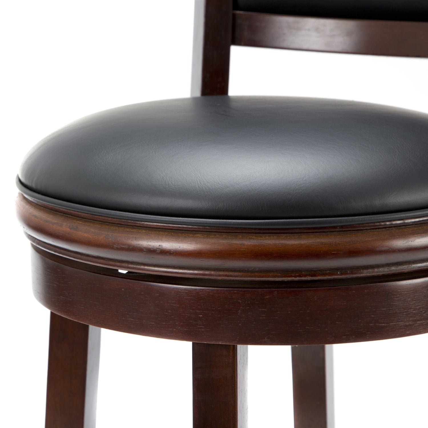 Cherry 29-inch Solid Wood Bar Stool with Faux Leather Swivel Seat-2