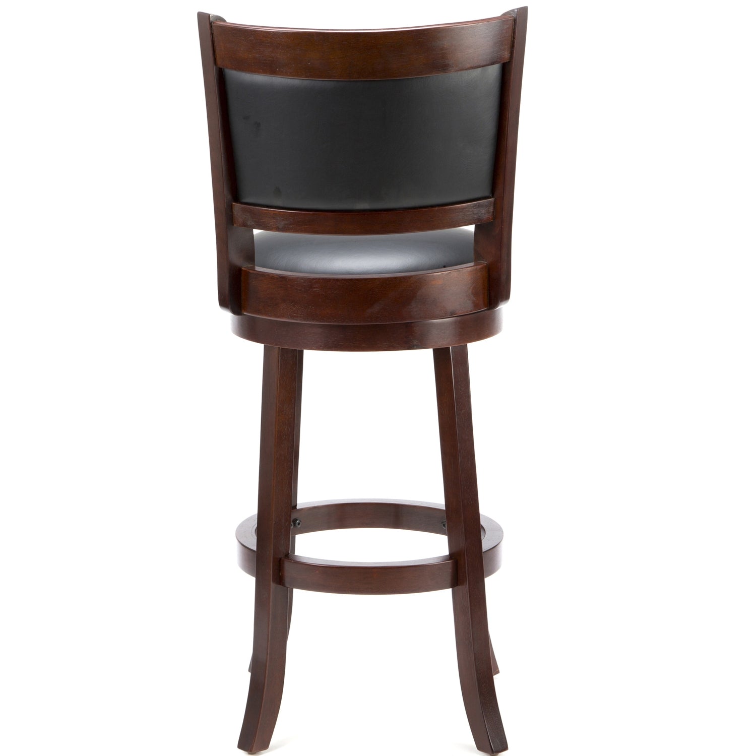 Cherry 29-inch Solid Wood Bar Stool with Faux Leather Swivel Seat-3