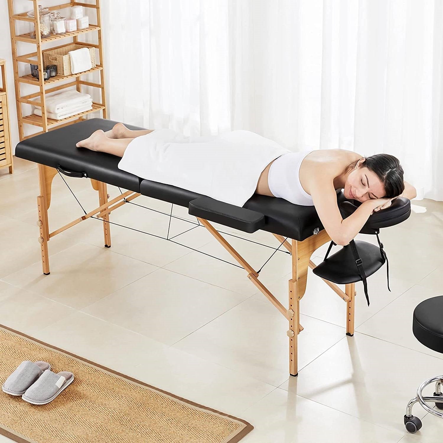 Black Adjustable Portable Massage Folding Table-3