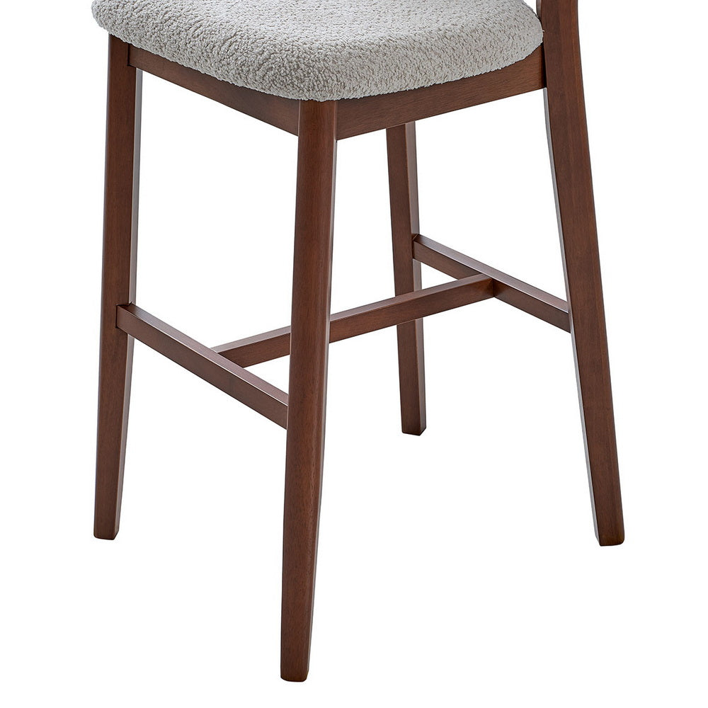 ACTU Bar Stools Set of 2, 30” Upholstered Bar Height Stools, Solid Wood, Mid-Century Modern
