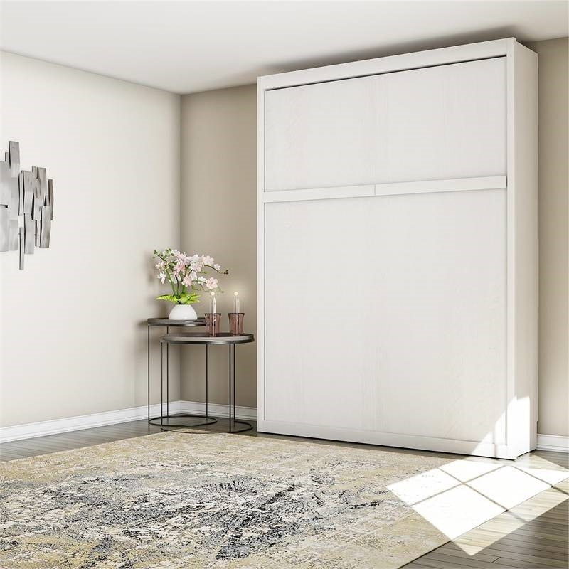 Queen size Murphy Bed Wallbed in Ivory Oak Wood Finish-2