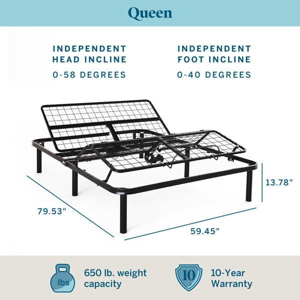 Queen Size Electric Head Foot Adjustable Bed Base with Remote-3