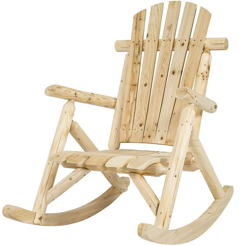 Outdoor Wooden Log Rocking Chair - Adirondack Style-0