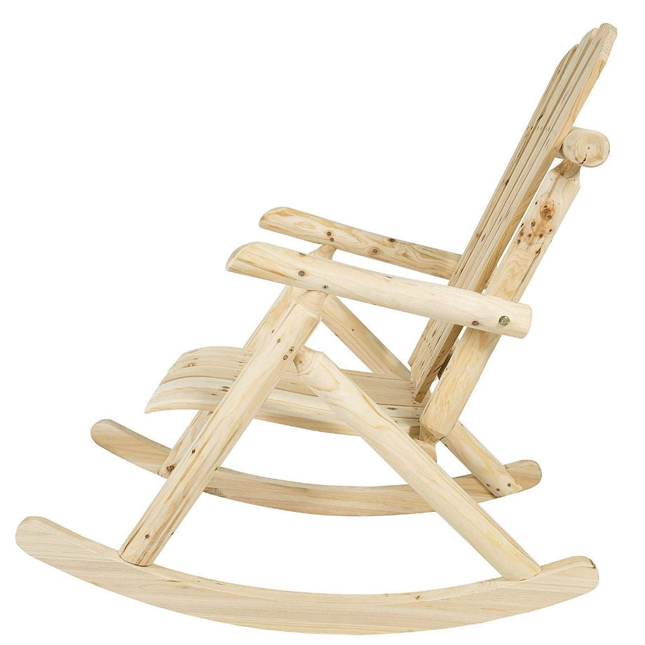 Outdoor Wooden Log Rocking Chair - Adirondack Style-1