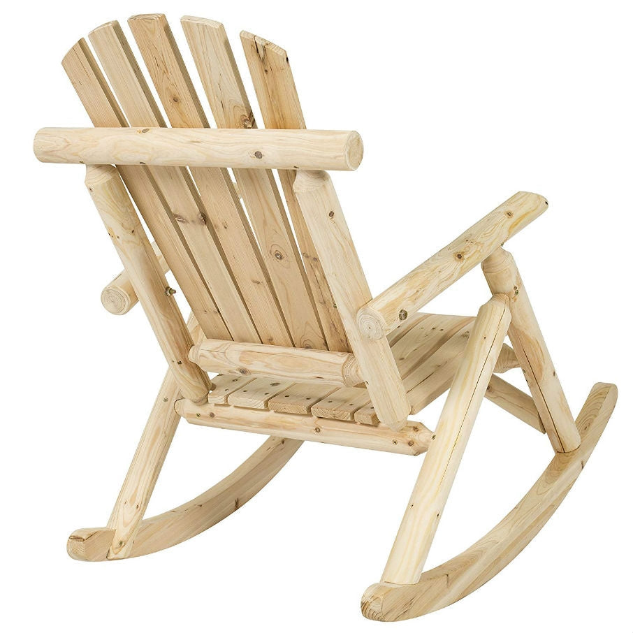 Outdoor Wooden Log Rocking Chair - Adirondack Style-2