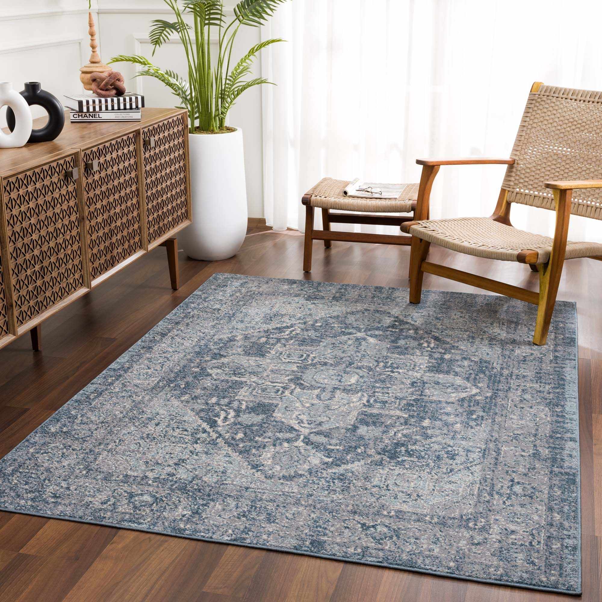 Peeta Blue Medallion Area Rug