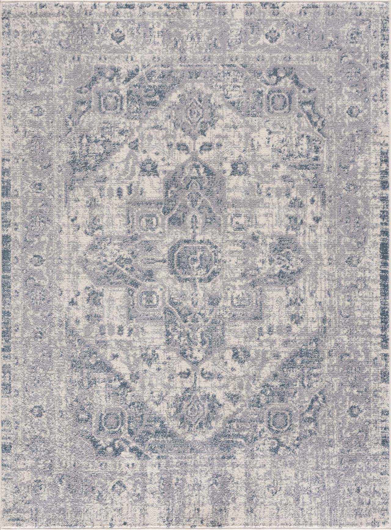 Peeta Gray Blue Medallion Area Rug