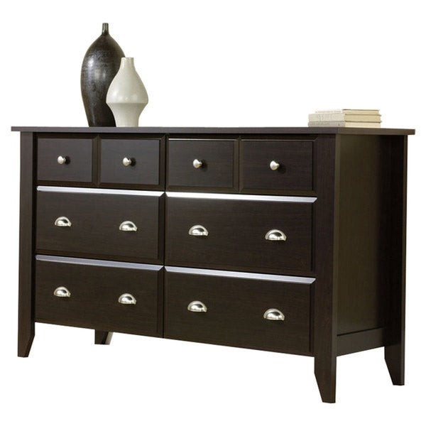 Dark Brown Wood 6-Drawer Wardrobe Dresser-0