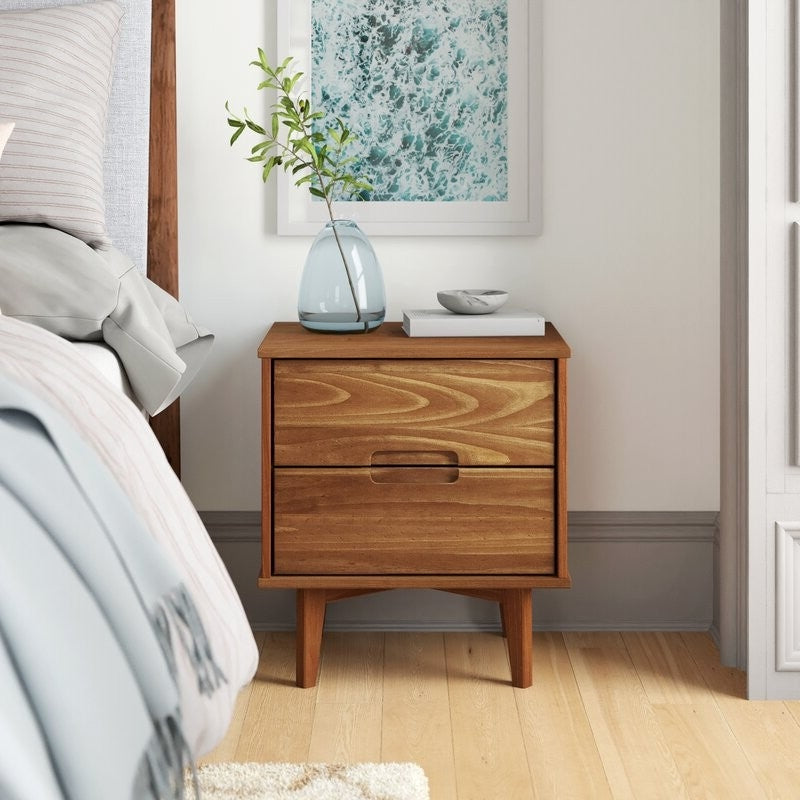 FarmHouse 2 Drawer Solid Wood Nightstand Medium Brown-3