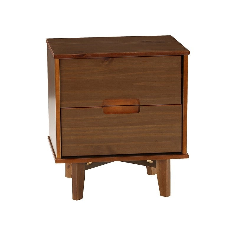 FarmHouse 2 Drawer Solid Wood Nightstand Walnut-2