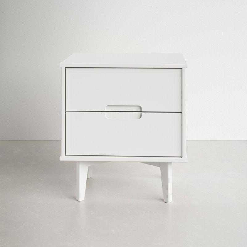 FarmHouse 2 Drawer Solid Wood Nightstand White-1