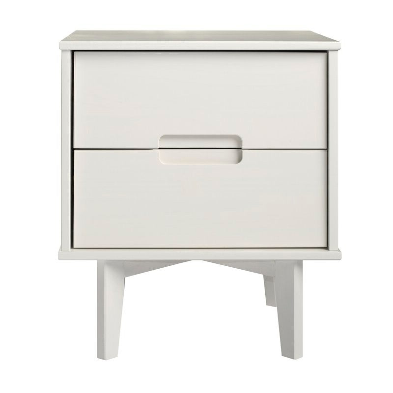 FarmHouse 2 Drawer Solid Wood Nightstand White-2