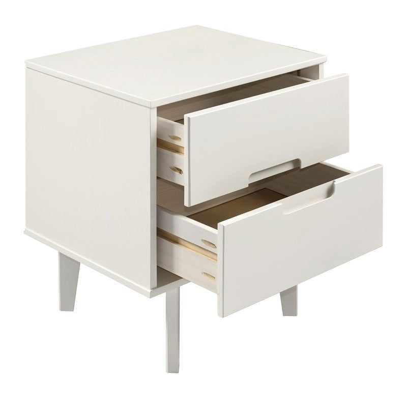 FarmHouse 2 Drawer Solid Wood Nightstand White-3