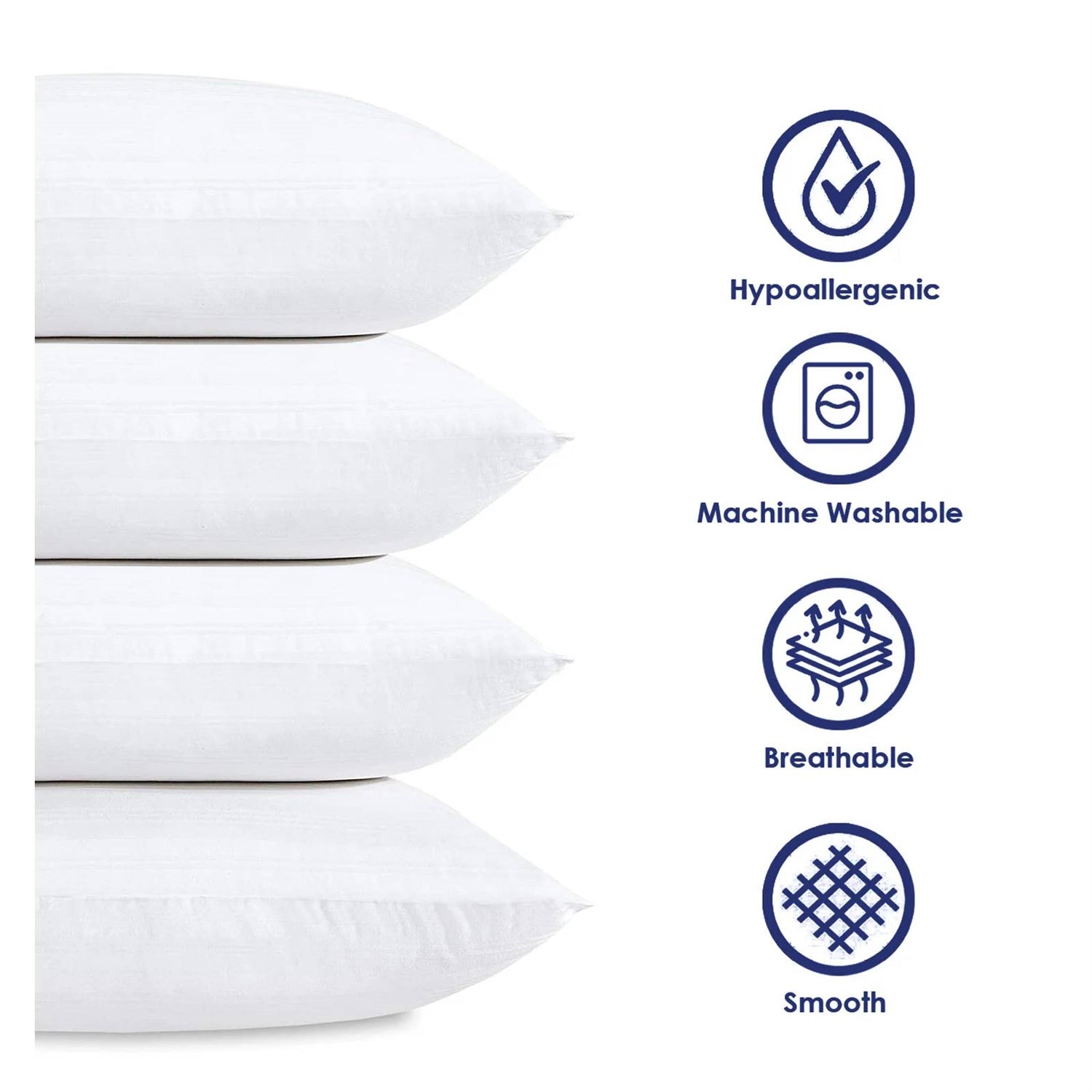 Set of 4 - Queen size Down Alternative Pillows - Machine Washable-1