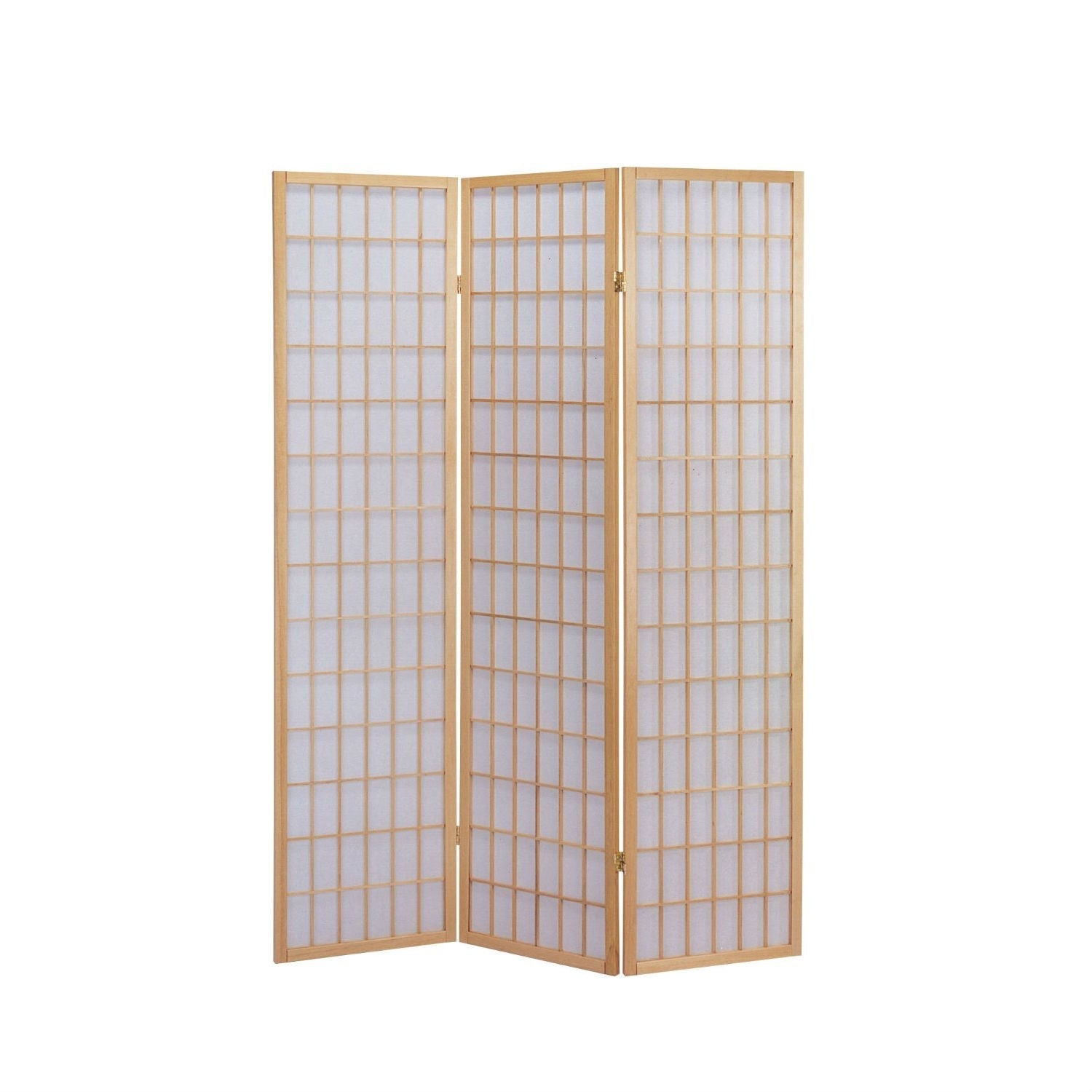 3-Panel Wooden Room Divider Japanese Shoji Screen in Natural-0