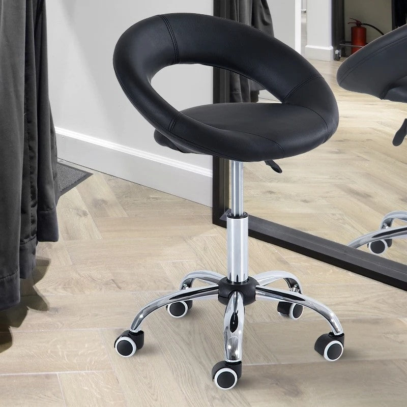 Black Saddle Adjustable Hydraulic Rolling Swivel Massage Salon Stool Chair-2