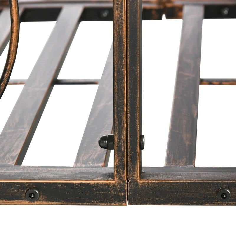 Outdoor Vintage Bronze Arch 6-ft Garden Bridge with Side-Rails-3