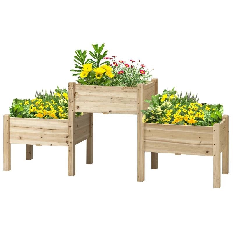 FarmHouse 3 Wooden Elevated Planter Raised Garden Beds-0