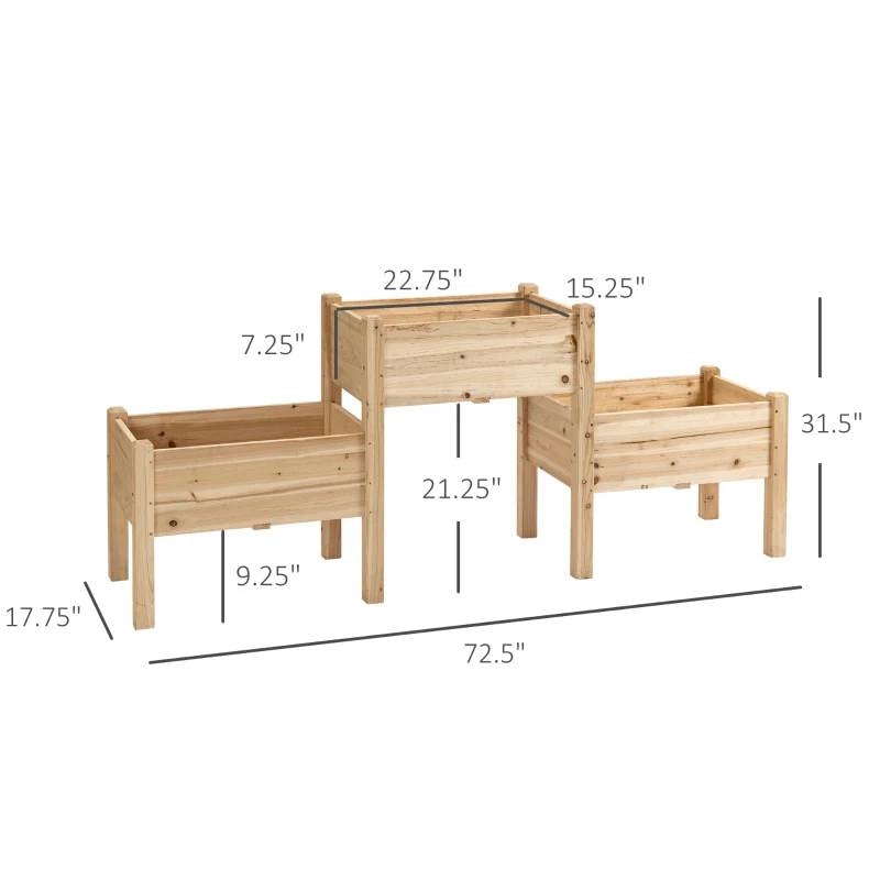 FarmHouse 3 Wooden Elevated Planter Raised Garden Beds-4