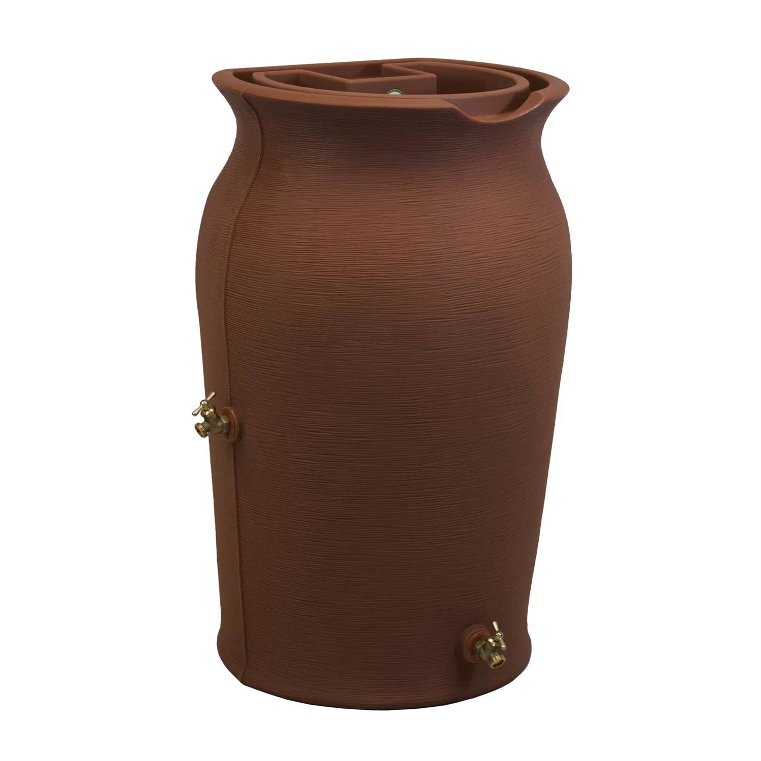 Terra Cotta 50-Gallon Plastic Urn Rain Barrel with Planter Top-1