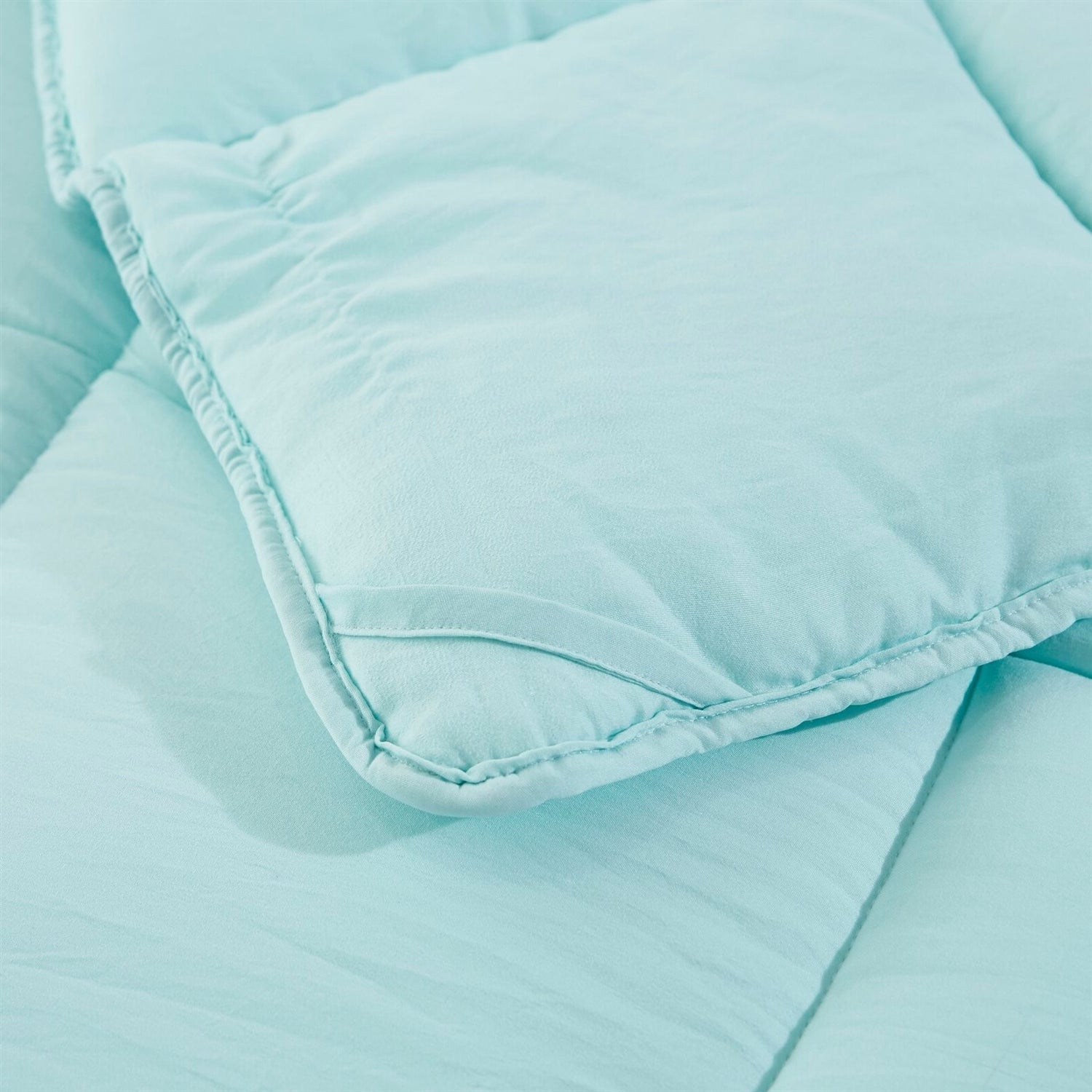 Queen Size Aqua 3 Piece Microfiber Reversible Comforter Set-2