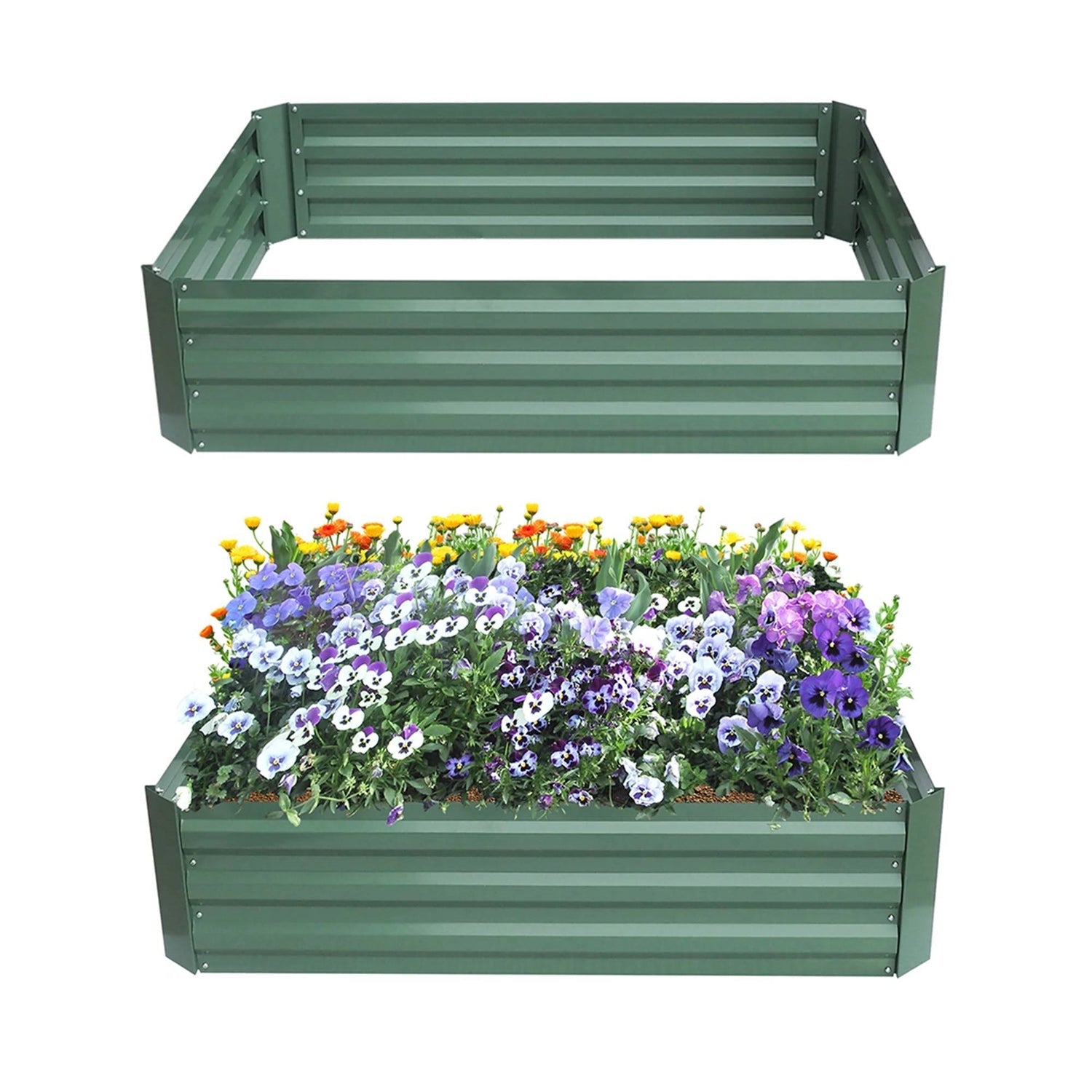 4-ft x 3-ft x 11-inch Raised Garden Bed Planter Box in Green Steel Metal-0