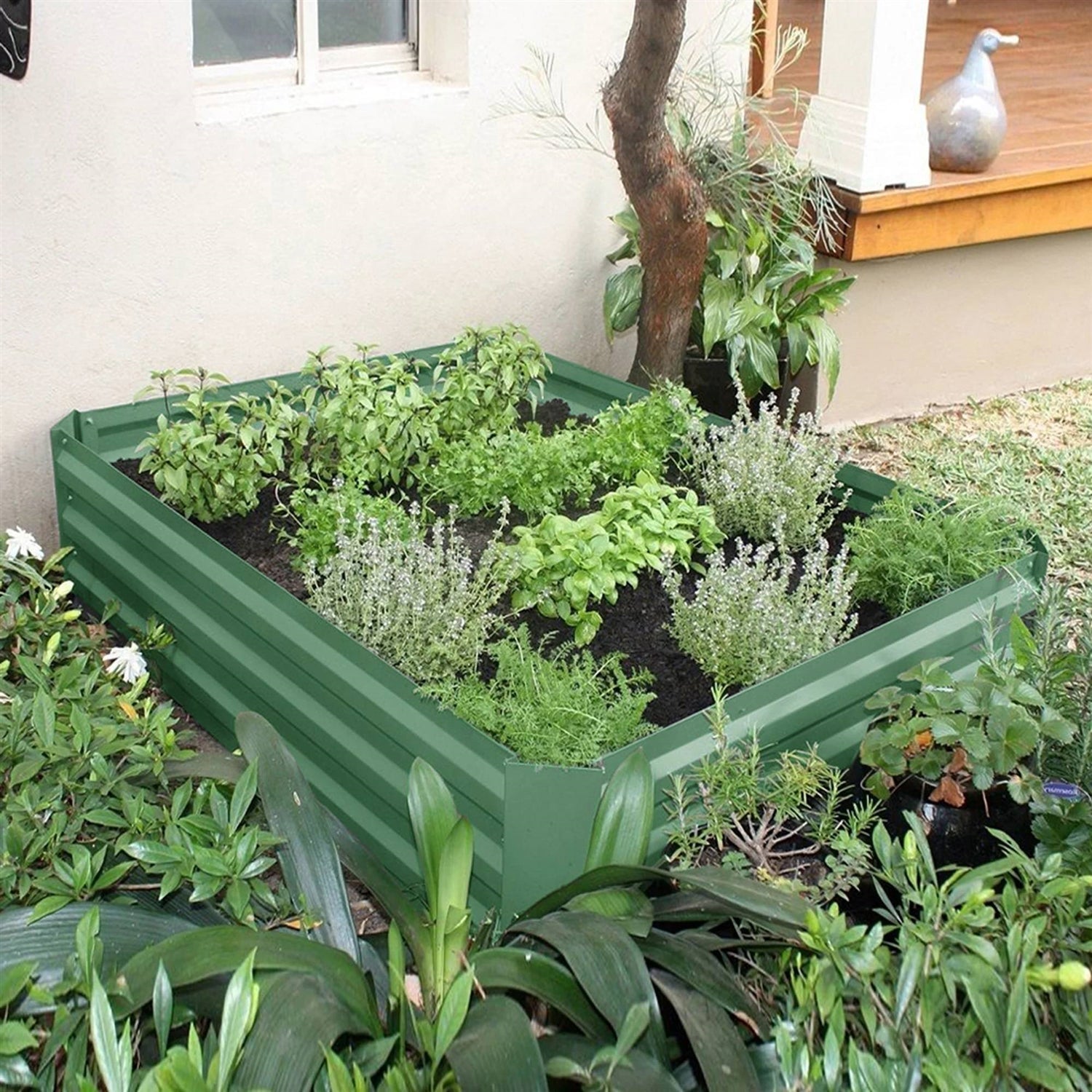 4-ft x 3-ft x 11-inch Raised Garden Bed Planter Box in Green Steel Metal-2