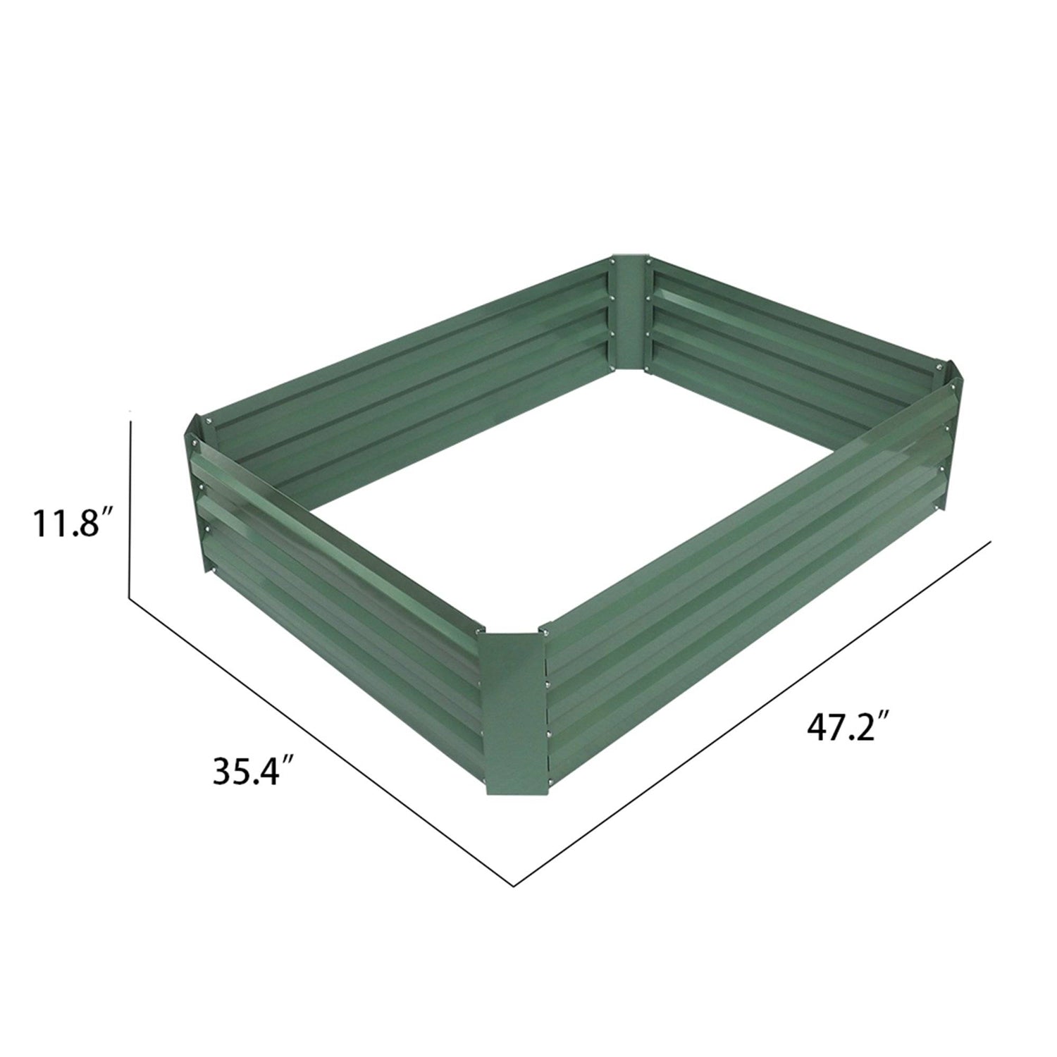 4-ft x 3-ft x 11-inch Raised Garden Bed Planter Box in Green Steel Metal-4