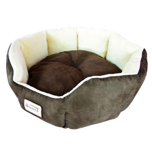 Mocha Beige Round Oval Pet Bed for Small Dogs or Cats-1