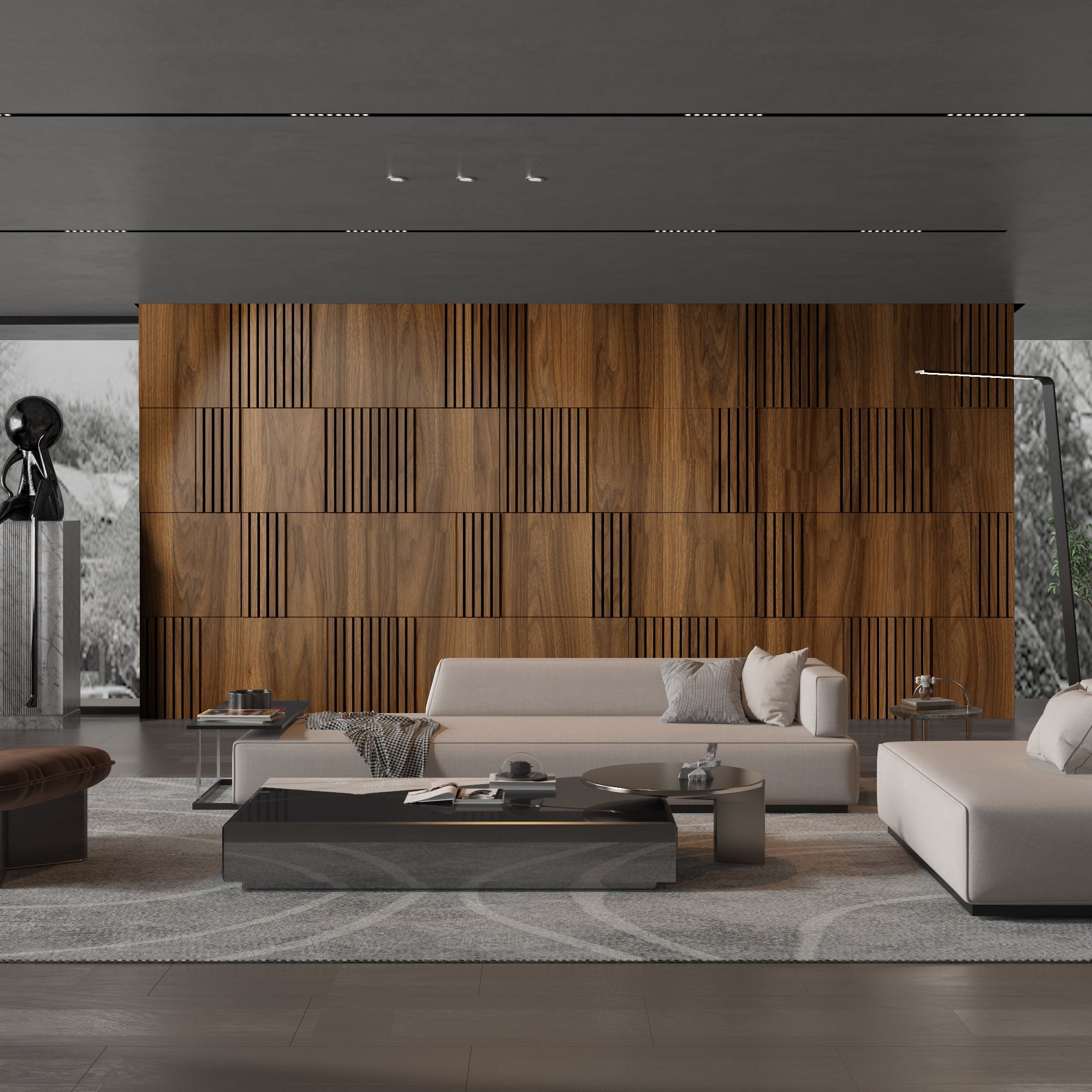 Modular Dark Wood 3D Wall Panels-0