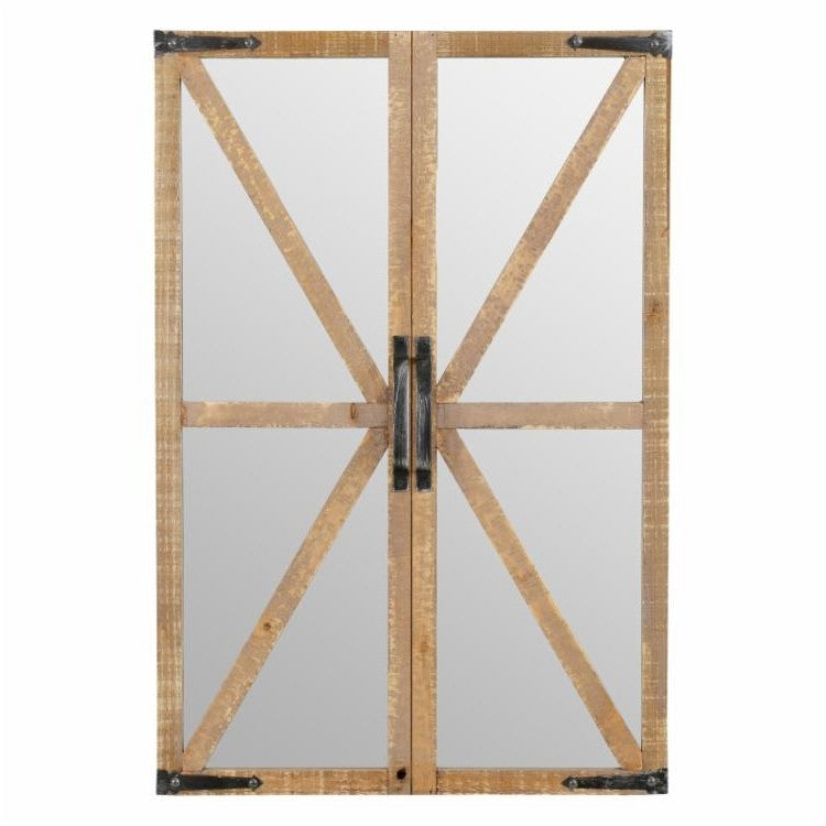 Rustic Vintage Faux Barn Doors Farmhouse Wall Mirror-0