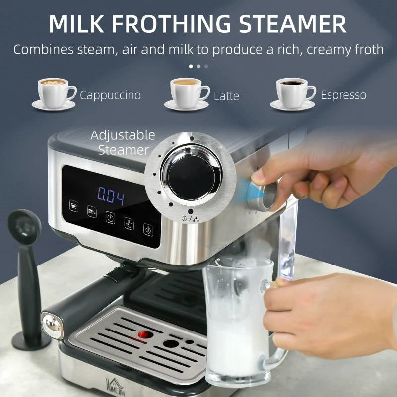 Home Kitchen Coffee Latte Cappuccino Espresso Machine with Milk Frother Wand-2