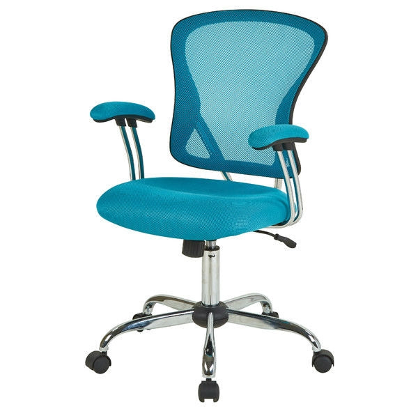 Blue High Back Mesh Office Chair with Padded Armrest-0