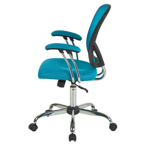 Blue High Back Mesh Office Chair with Padded Armrest-1