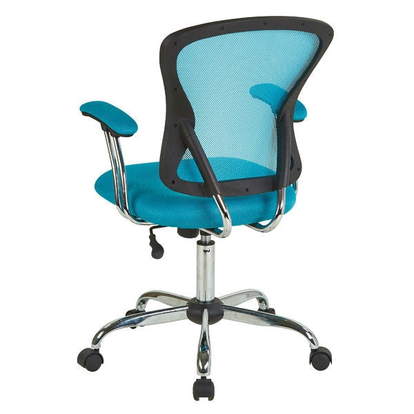 Blue High Back Mesh Office Chair with Padded Armrest-2