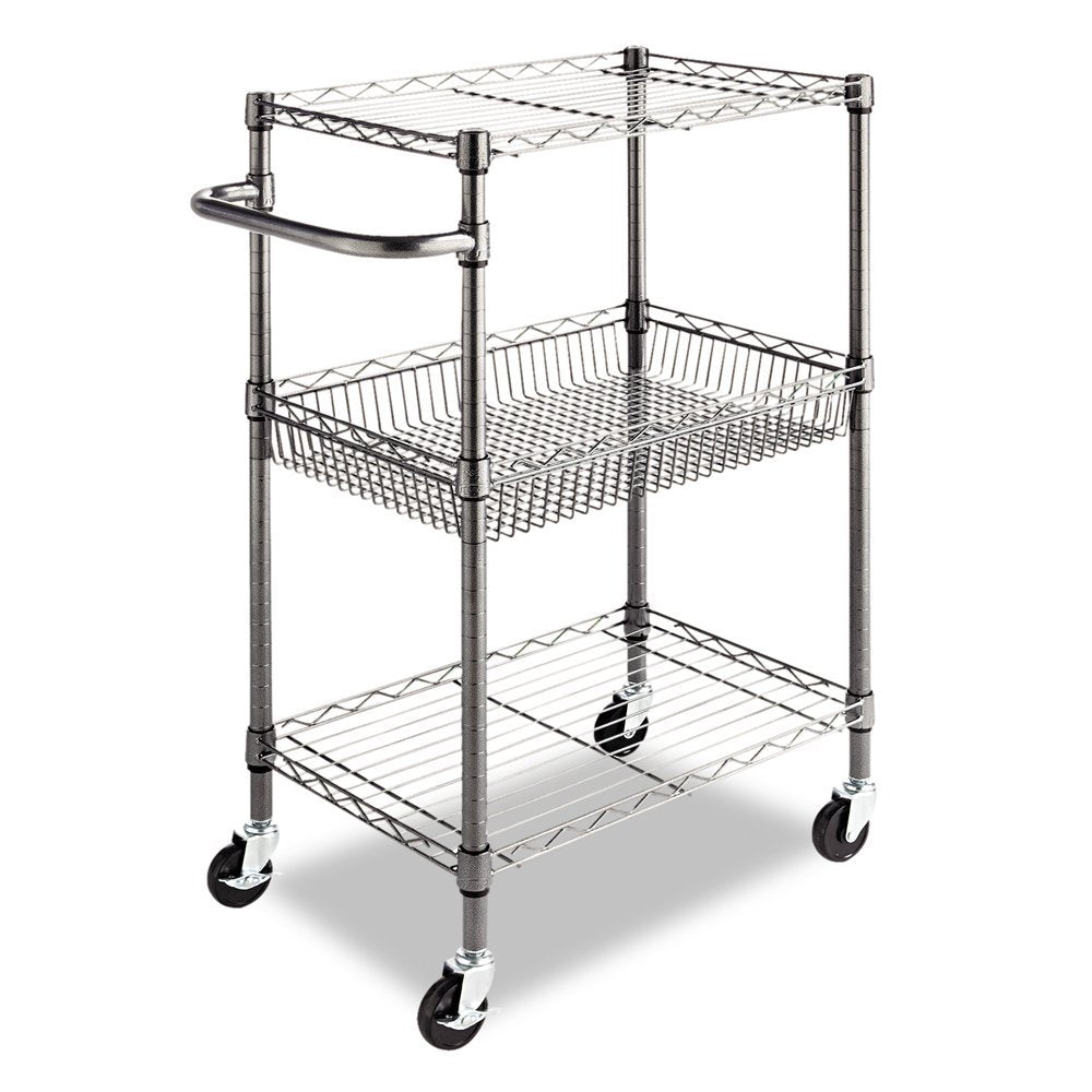 3-Tier Metal Kitchen Cart / Utility Cart with Adjustable Shelves and Casters-0