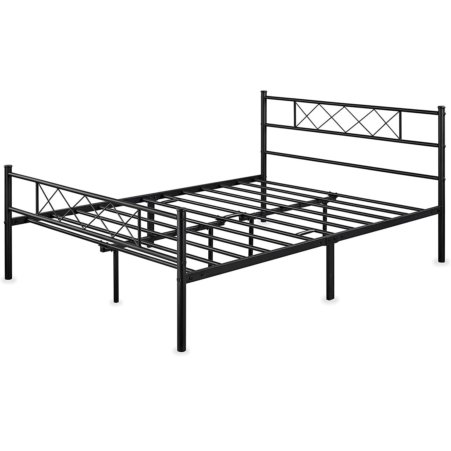 Full Size Traditional Powder Coated Slatted Metal Platform Bed-2