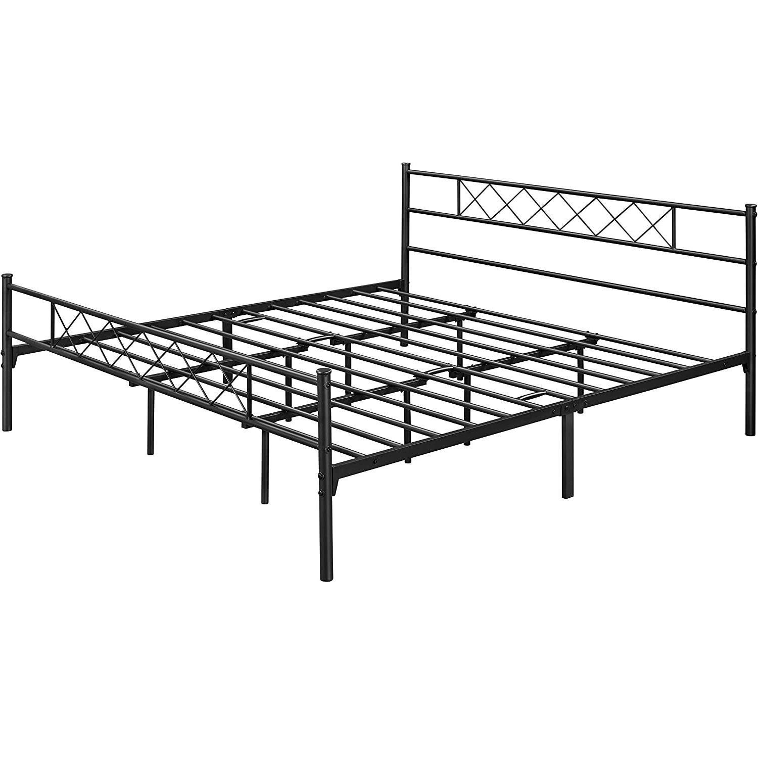 King Size Traditional Powder Coated Slatted Metal Platform Bed-2