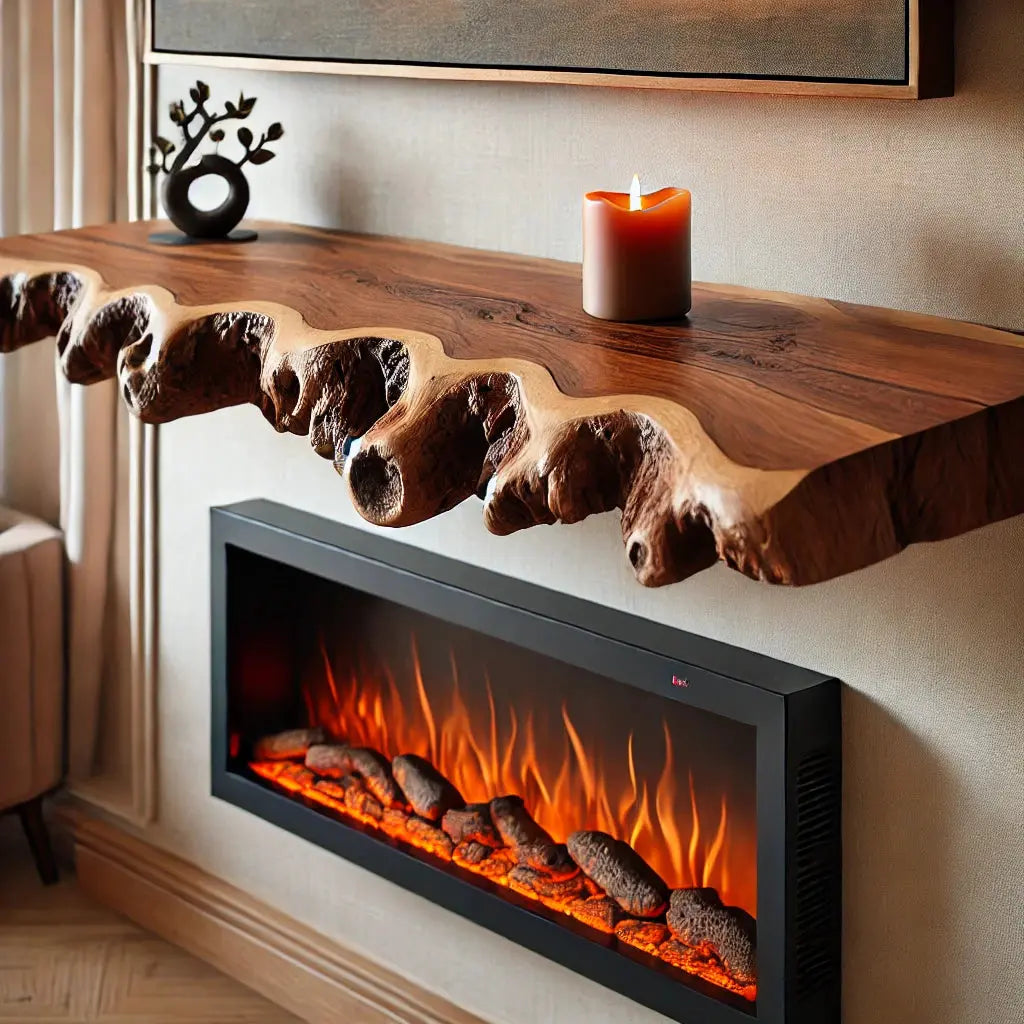Custom Live Edge Walnut Wood Mantel Shelf