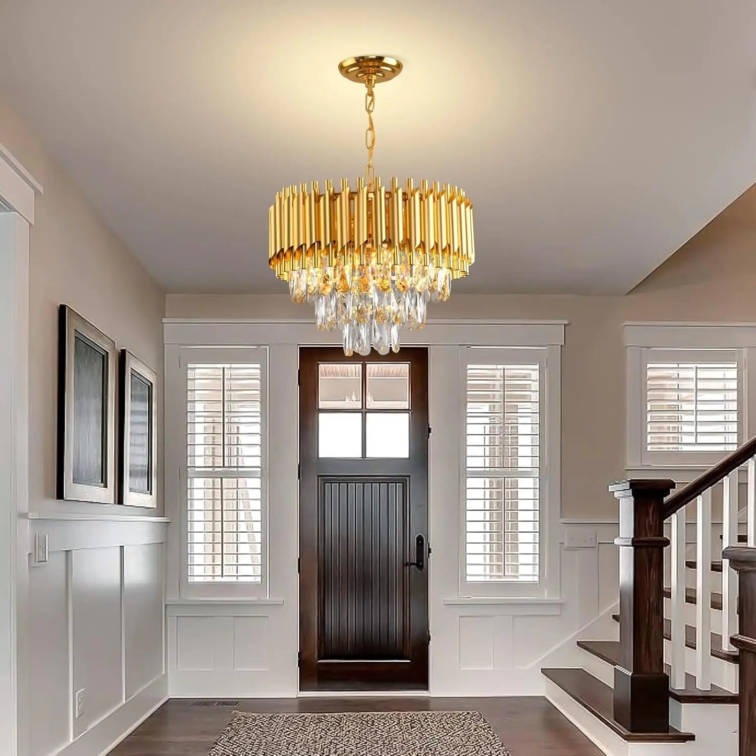 DecorBites™ Gold Crystal Chandelier 3-Tier Luxury