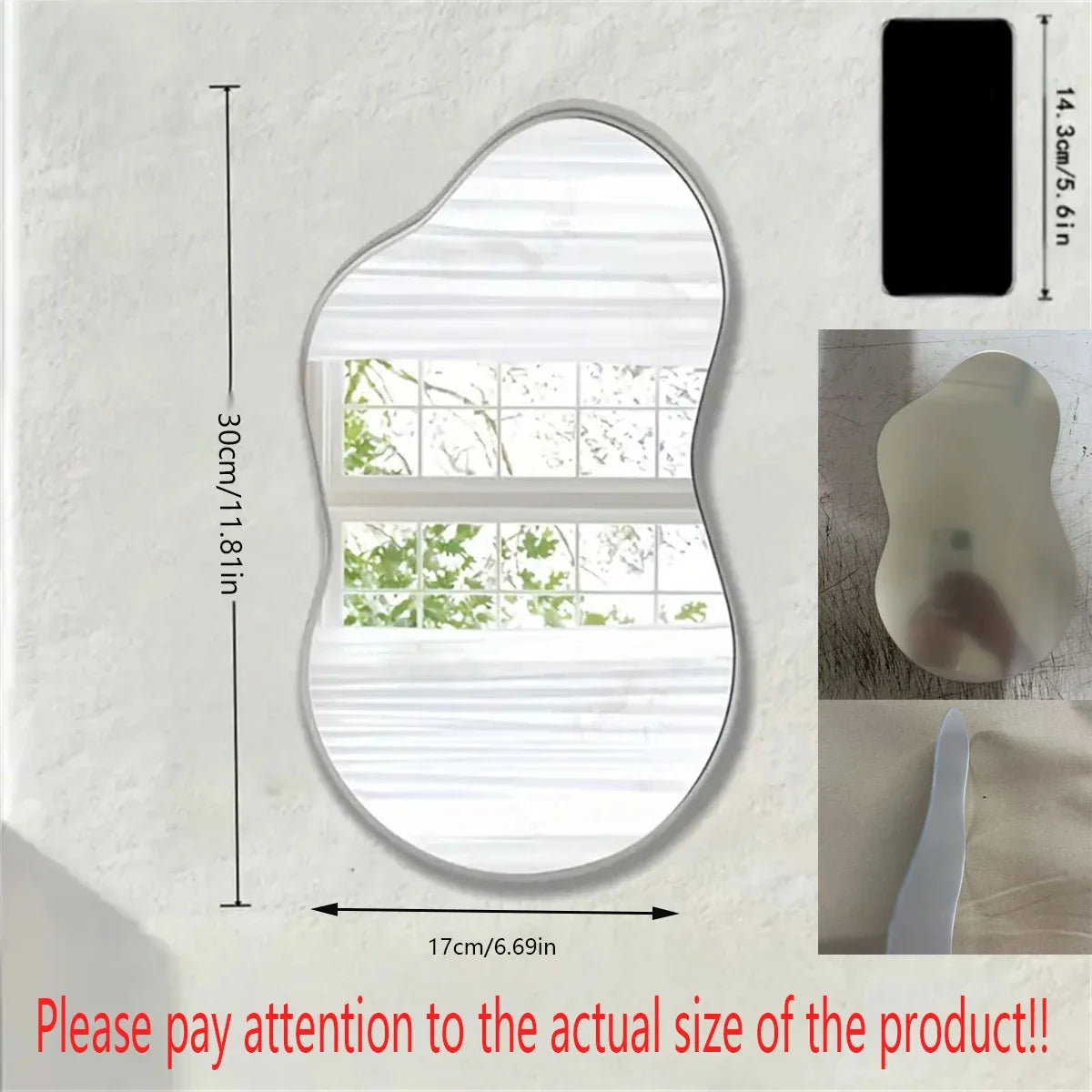 1pc Irregular Wall Mirror Cloud Mirror Asymmetric Acrylic Wall Mirror Suitable For Home Decoration, Room, Bathroom Living Room