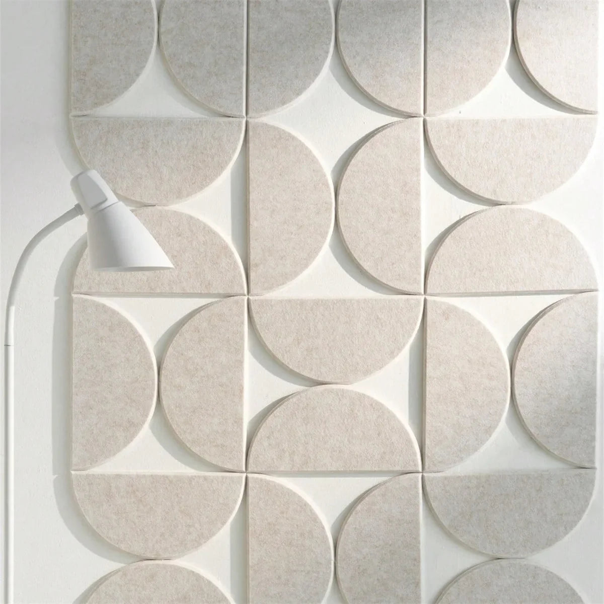 12pcs Decorative Felt Wall Panel Kit Semicircular Wall Felt Tiles Home Decor Felts Tiles with Self Adhesive Decorative Board