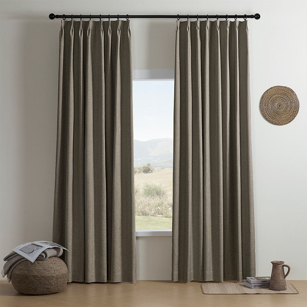 Aiden 100% Blackout Linen Textued Curtains