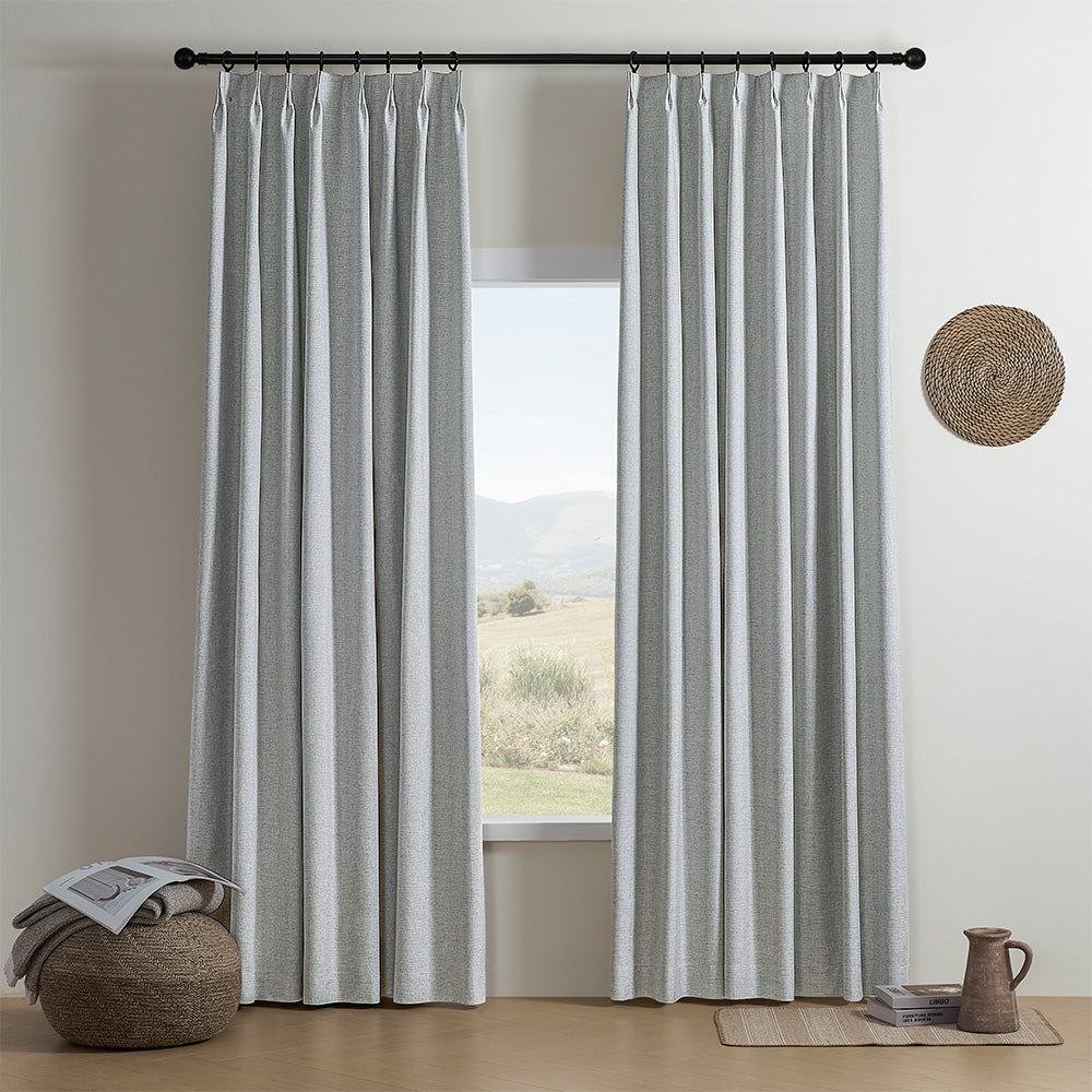 Aiden 100% Blackout Linen Textued Curtains
