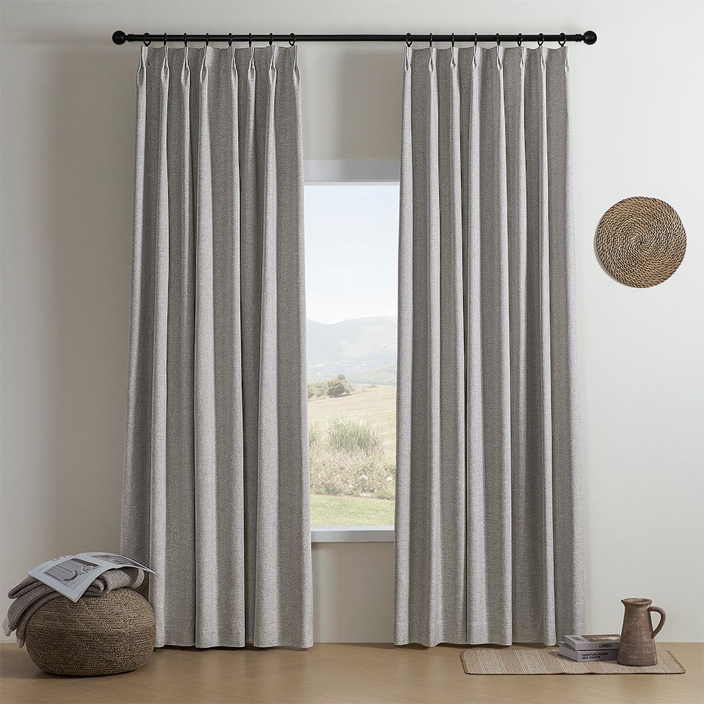 Aiden 100% Blackout Linen Textued Curtains