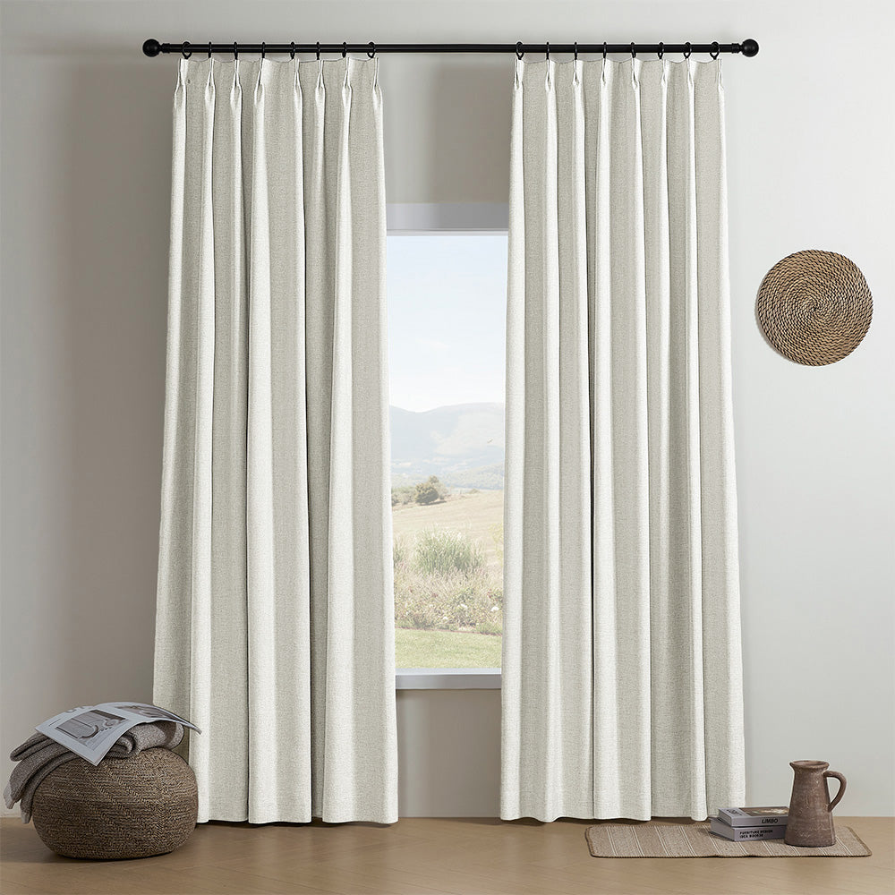 Aiden 100% Blackout Linen Textued Curtains